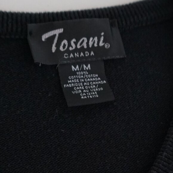 Vintage '90S Tosani Black Maroon Eclectic Grandpa 100% Cotton V-Neck Sweater M - Picture 9 of 10